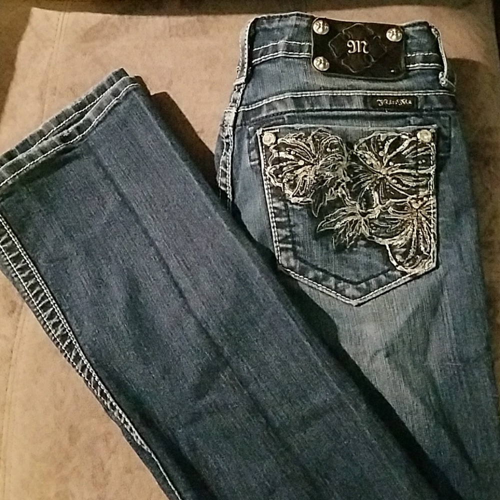 Miss Me Bling pocket boot cut jeans 28" waist 31in